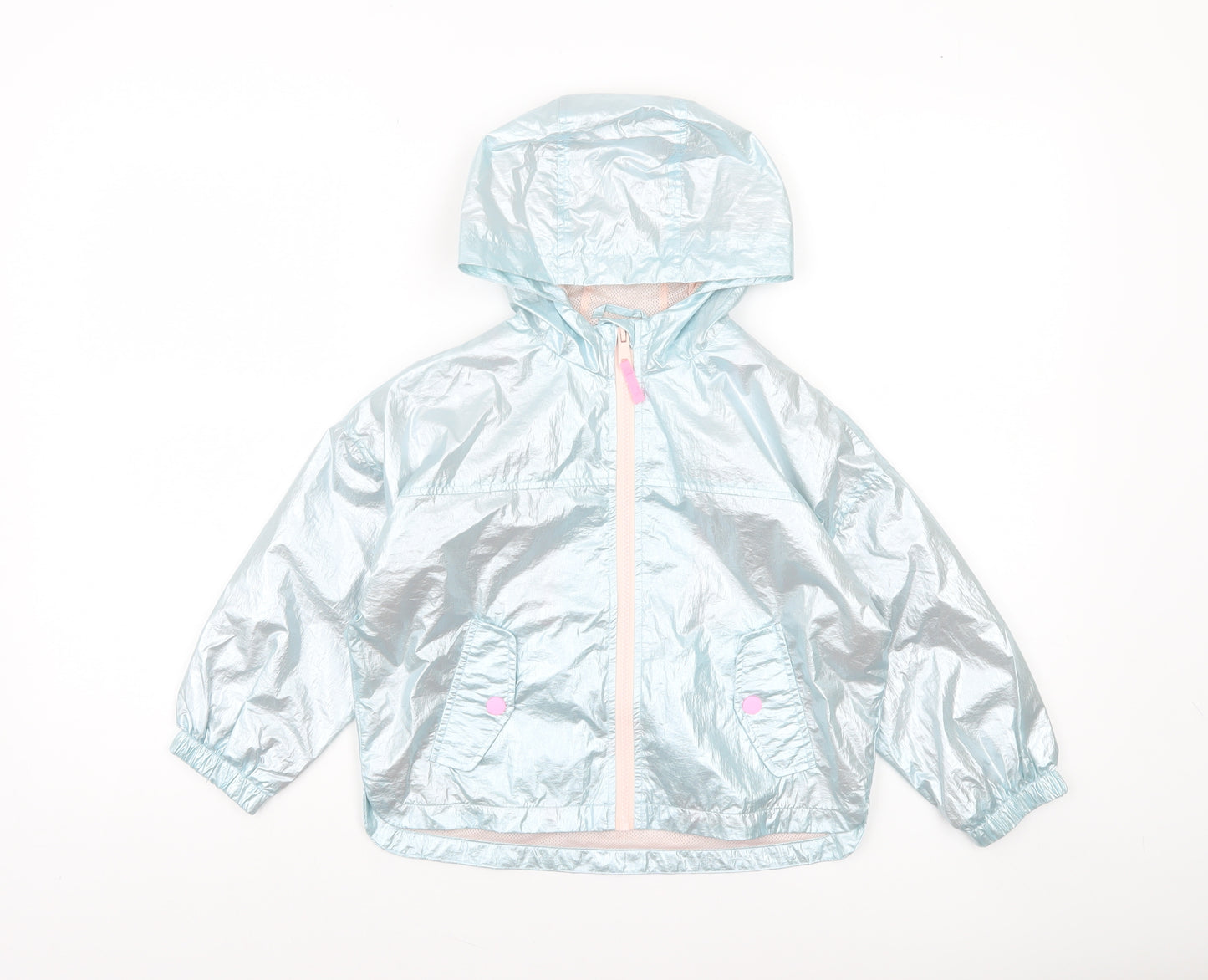 Marks and Spencer Girls Silver Hooded Metallic Windbreaker Jacket 4-5 Years