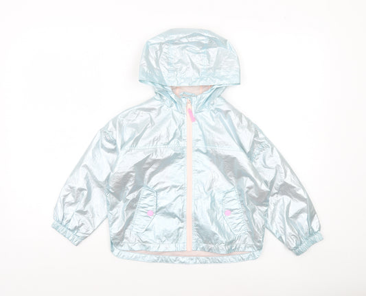 Marks and Spencer Girls Silver Hooded Metallic Windbreaker Jacket 4-5 Years