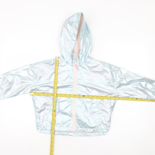Marks and Spencer Girls Silver Hooded Metallic Windbreaker Jacket 4-5 Years