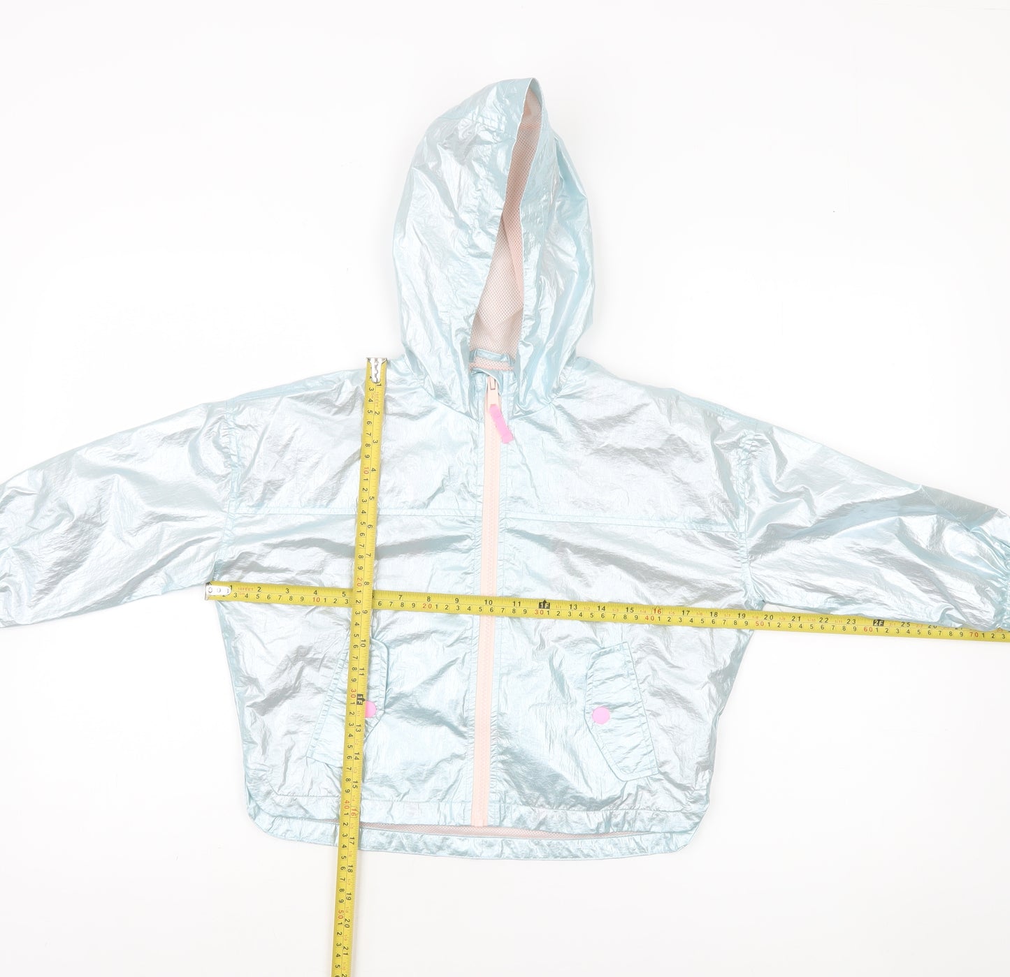 Marks and Spencer Girls Silver Hooded Metallic Windbreaker Jacket 4-5 Years