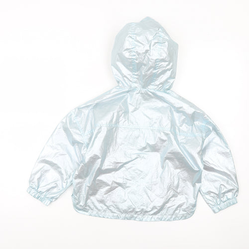 Marks and Spencer Girls Silver Hooded Metallic Windbreaker Jacket 4-5 Years