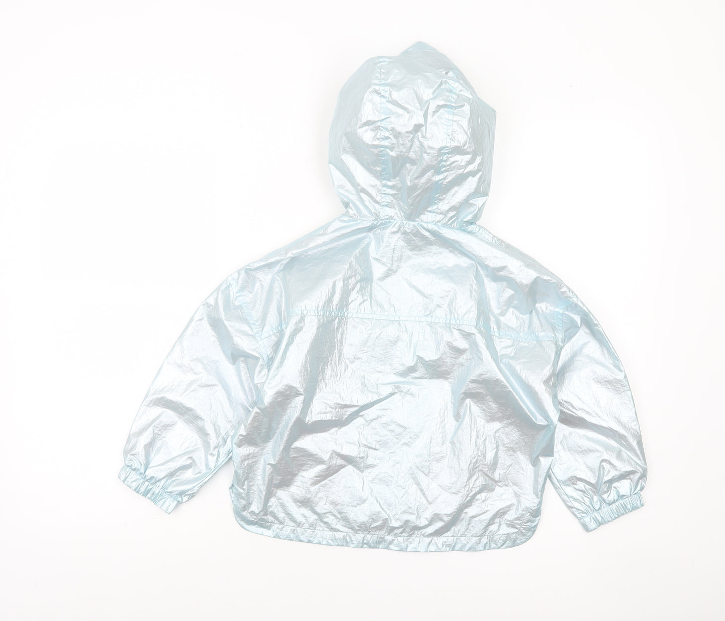 Marks and Spencer Girls Silver Hooded Metallic Windbreaker Jacket 4-5 Years