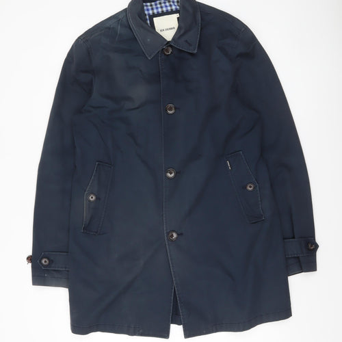 Ben Sherman Men's Blue Cotton Mid-Length Overcoat Size M