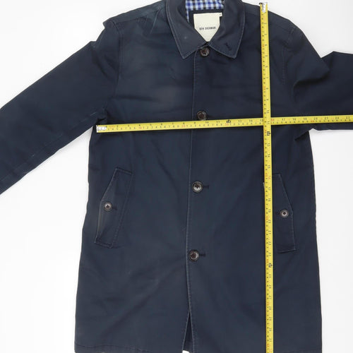 Ben Sherman Men's Blue Cotton Mid-Length Overcoat Size M