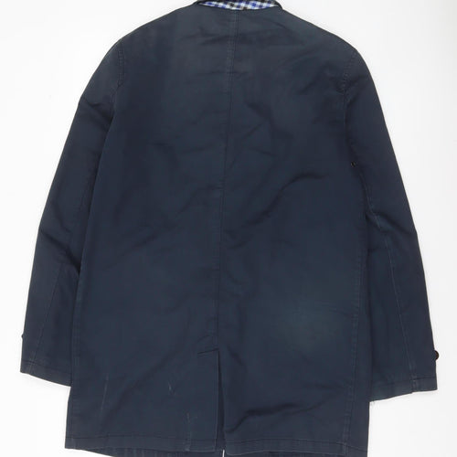 Ben Sherman Men's Blue Cotton Mid-Length Overcoat Size M