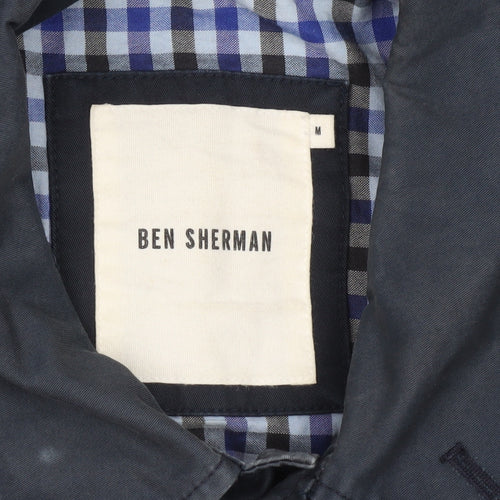 Ben Sherman Men's Blue Cotton Mid-Length Overcoat Size M