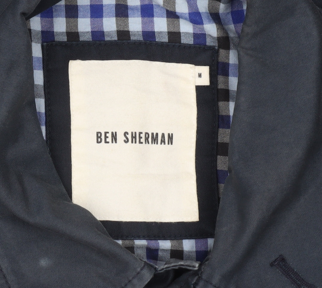 Ben Sherman Men's Blue Cotton Mid-Length Overcoat Size M