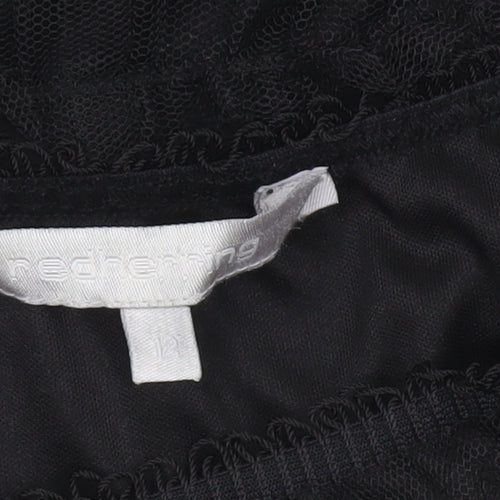 Red Herring Women’s Black Lace A-Line Knee Length Skirt Size 12