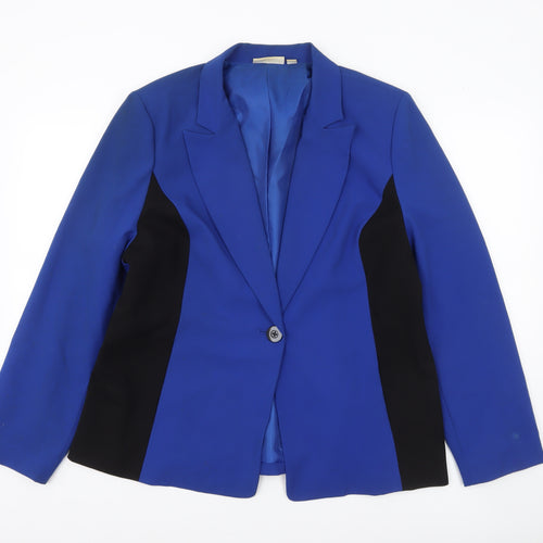 Susan Graver Women’s Blue Colourblock Lined Single-Breasted Blazer Jacket Size L
