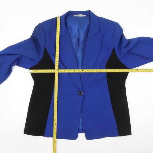 Susan Graver Women’s Blue Colourblock Lined Single-Breasted Blazer Jacket Size L