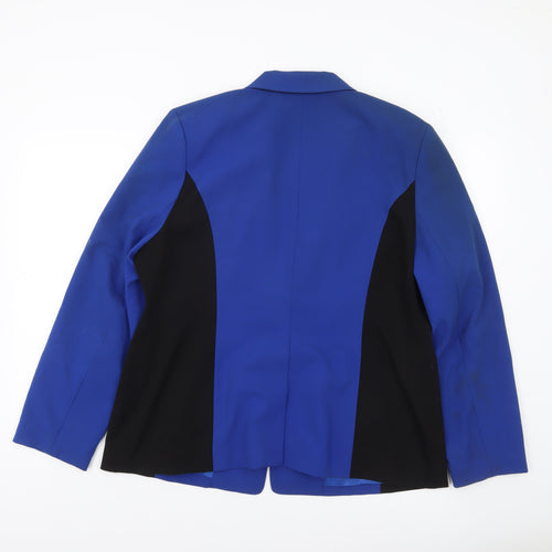 Susan Graver Women’s Blue Colourblock Lined Single-Breasted Blazer Jacket Size L