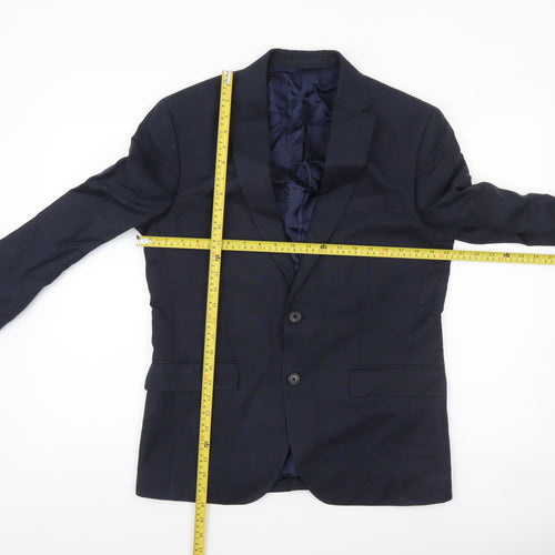 Jaeger Men's Blue Silk Linen Blazer Jacket 38 Short Regular Fit