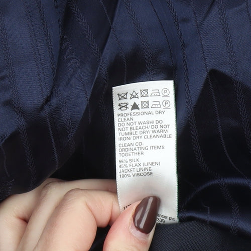 Jaeger Men's Blue Silk Linen Blazer Jacket 38 Short Regular Fit