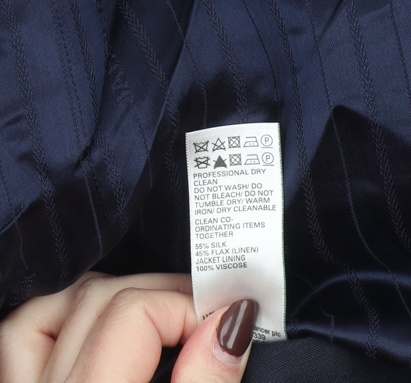 Jaeger Men's Blue Silk Linen Blazer Jacket 38 Short Regular Fit