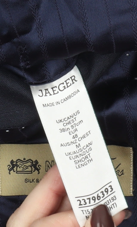 Jaeger Men's Blue Silk Linen Blazer Jacket 38 Short Regular Fit