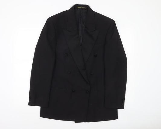 James Barry Men’s Black 38 Regular Double-Breasted Wool Blend Blazer