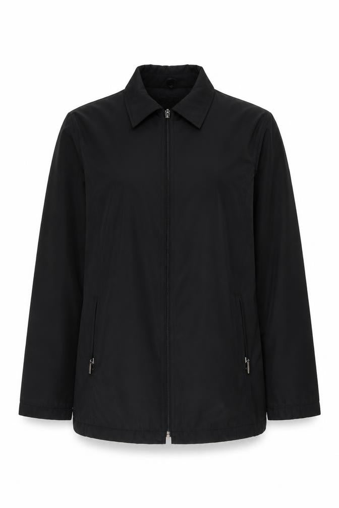 Front view of Bonmarché Women’s Black Mid-Length Zip Jacket, size M