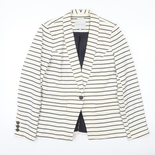 Kew 159 Womens Ivory Black Striped Blazer UK 14 L Single Breasted Jacket
