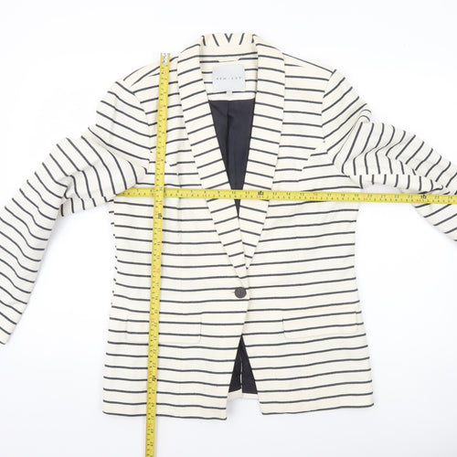 Kew 159 Womens Ivory Black Striped Blazer UK 14 L Single Breasted Jacket