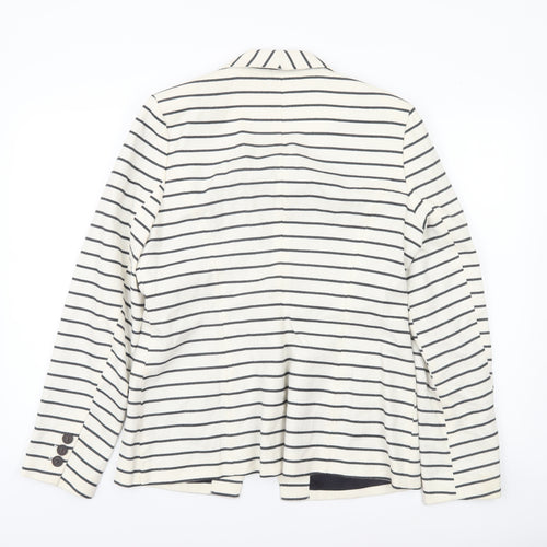 Kew 159 Womens Ivory Black Striped Blazer UK 14 L Single Breasted Jacket