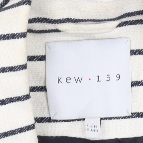 Kew 159 Womens Ivory Black Striped Blazer UK 14 L Single Breasted Jacket