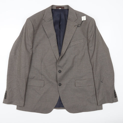 Marks and Spencer Men's Brown Check 44 Short Blazer Jacket