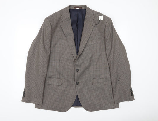 Marks and Spencer Men's Brown Check 44 Short Blazer Jacket