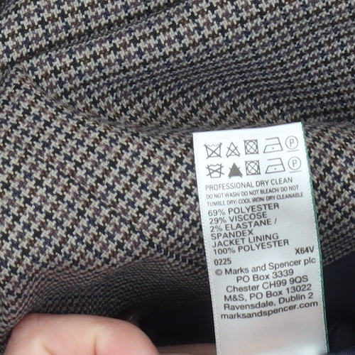 Marks and Spencer Men's Brown Check 44 Short Blazer Jacket