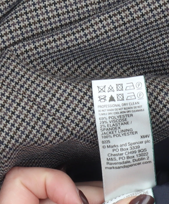 Marks and Spencer Men's Brown Check 44 Short Blazer Jacket