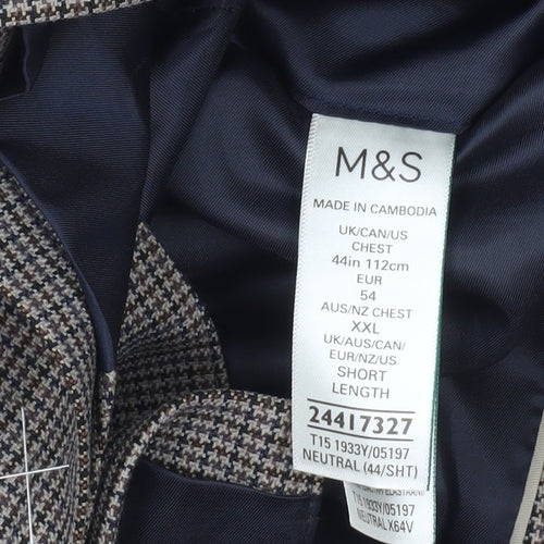 Marks and Spencer Men's Brown Check 44 Short Blazer Jacket