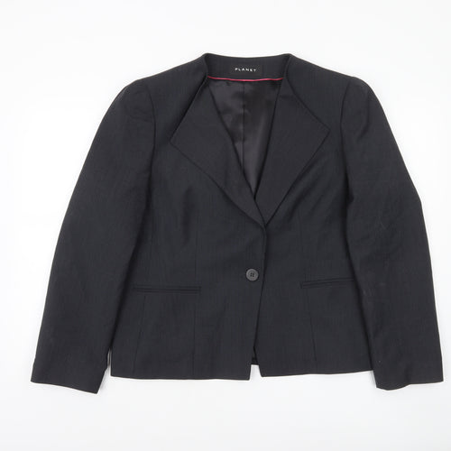 Planet Women’s Black Single-Breasted Wool Blend Suit Jacket UK 16