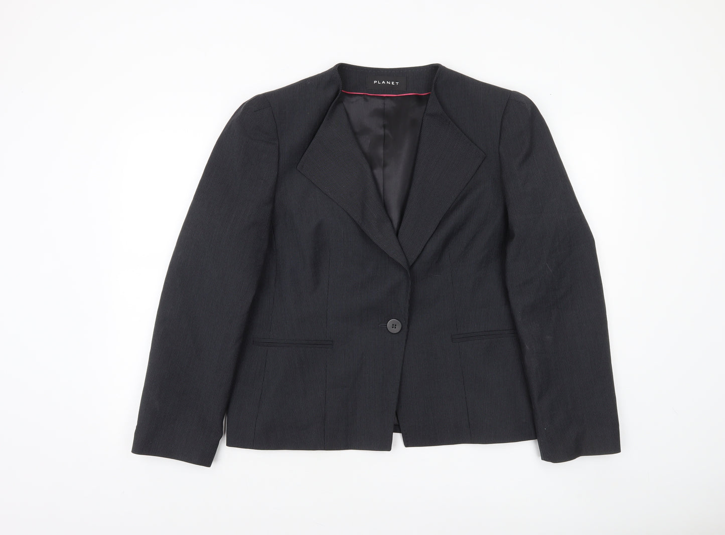 Planet Women’s Black Single-Breasted Wool Blend Suit Jacket UK 16