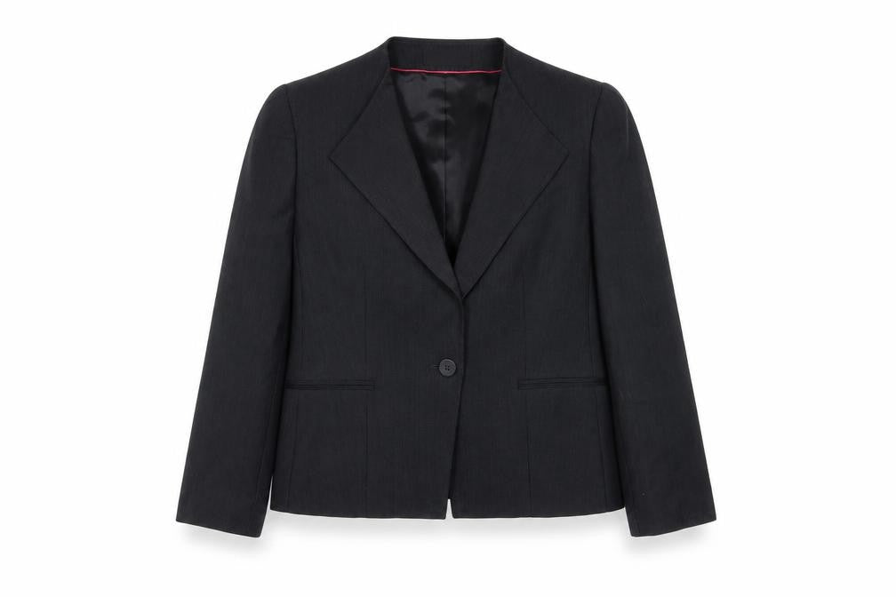 Front view of Planet Women’s Black Single-Breasted Wool Blend Suit Jacket UK 16