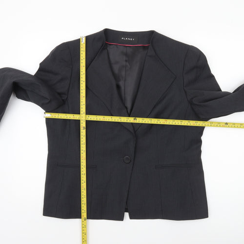 Planet Women’s Black Single-Breasted Wool Blend Suit Jacket UK 16