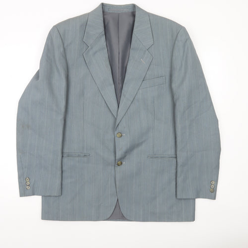 Greenwoods Mens Grey 40 Regular Fit Striped Wool Blend Blazer Jacket