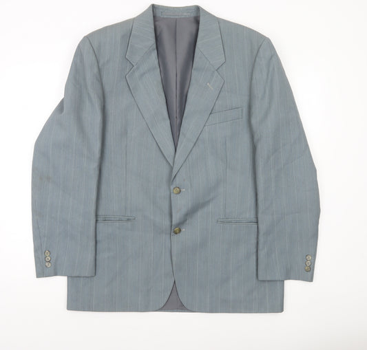 Greenwoods Mens Grey 40 Regular Fit Striped Wool Blend Blazer Jacket