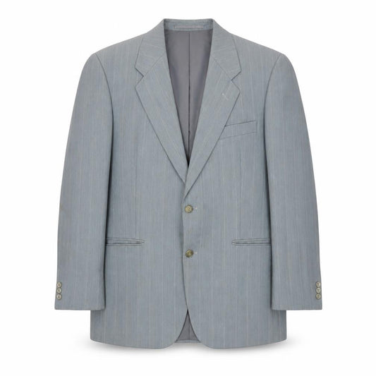 Greenwoods Mens Grey 40 Regular Fit Striped Wool Blend Blazer Jacket