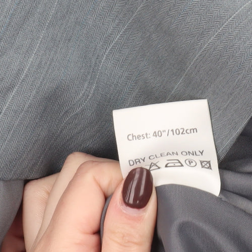 Greenwoods Mens Grey 40 Regular Fit Striped Wool Blend Blazer Jacket