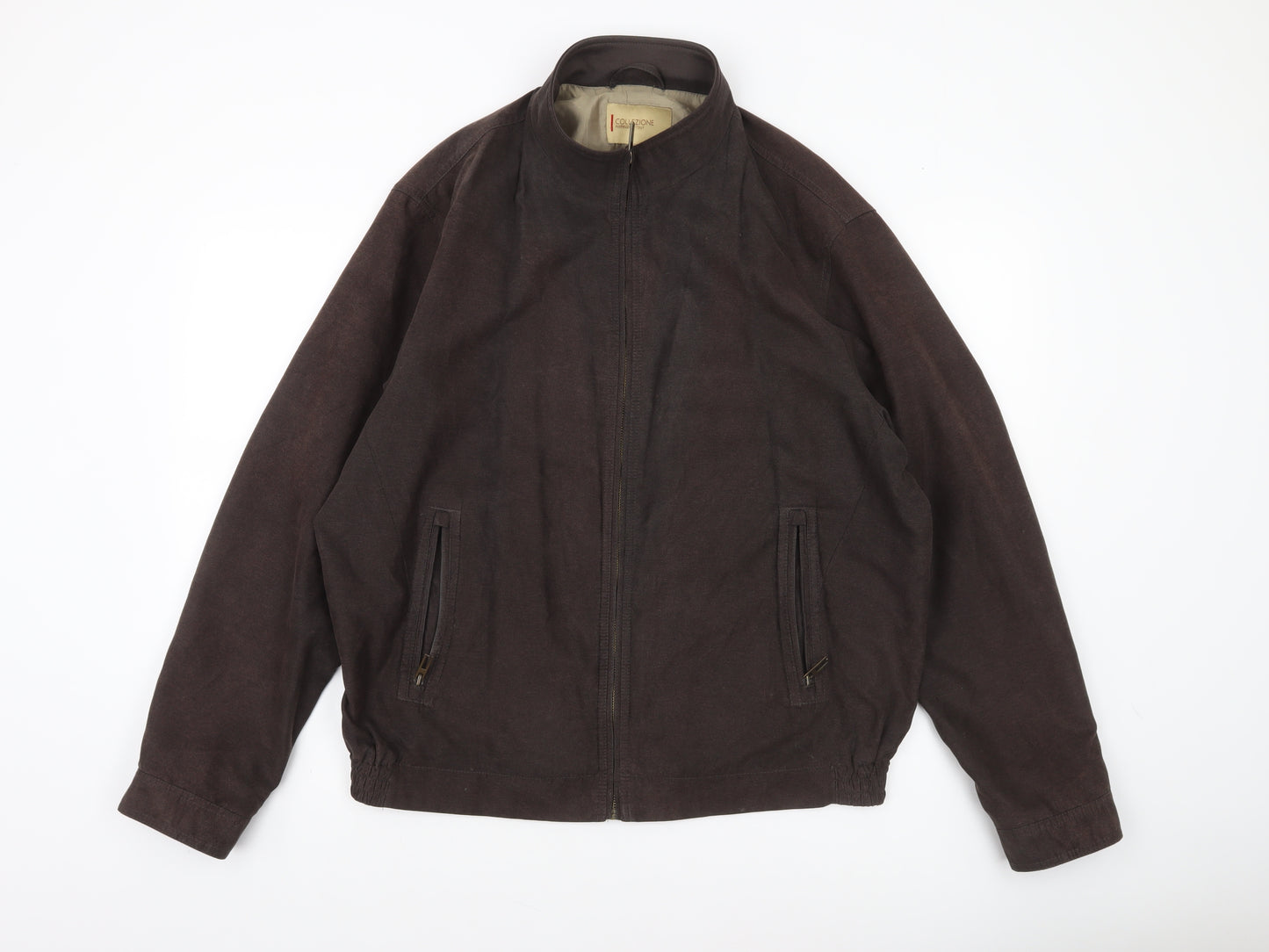 Collezione Men's Brown L Basic Cotton Polyester Lined Zip Jacket