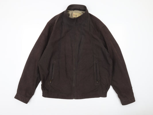 Collezione Men's Brown L Basic Cotton Polyester Lined Zip Jacket