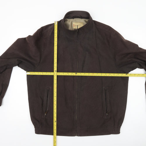 Collezione Men's Brown L Basic Cotton Polyester Lined Zip Jacket
