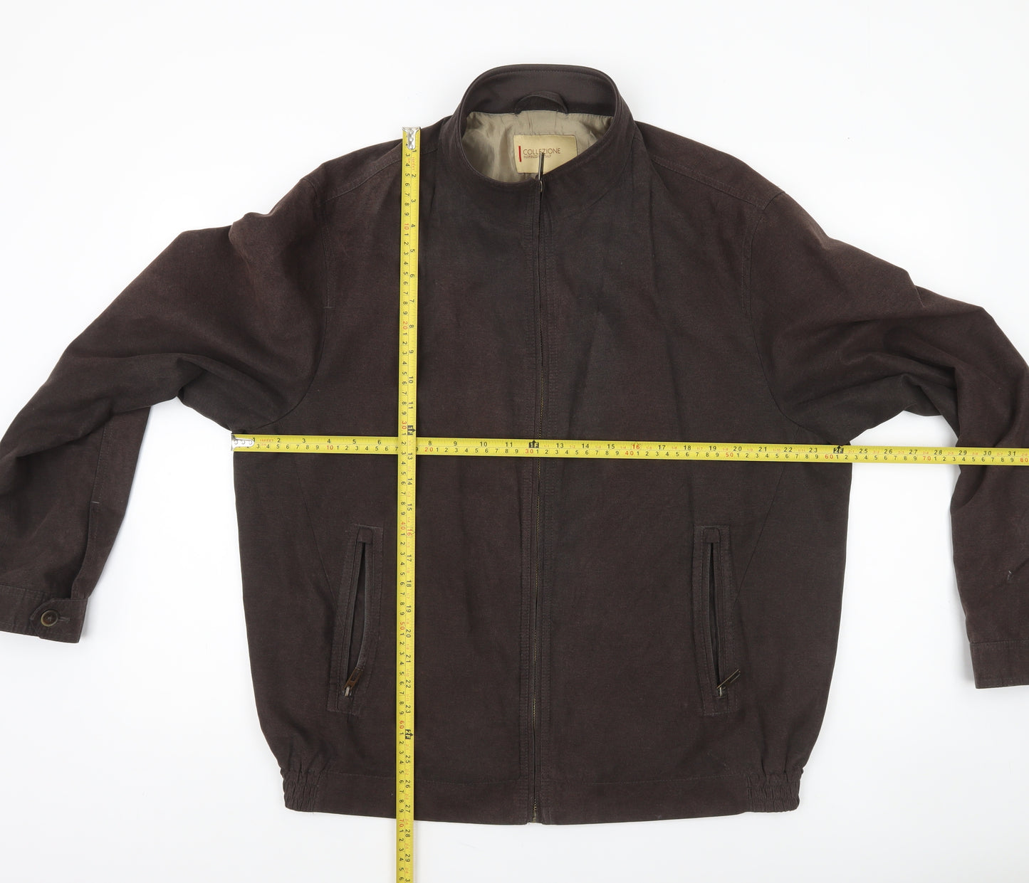 Collezione Men's Brown L Basic Cotton Polyester Lined Zip Jacket