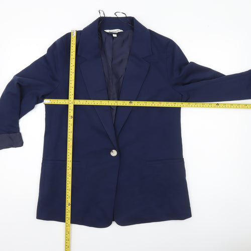 Bonmarché Women's Navy Blue Size 12 Single-Breasted Blazer