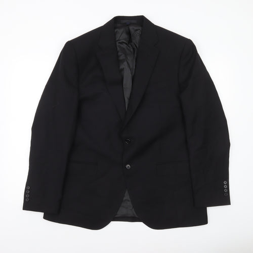 Marks and Spencer Men's Black 44R Wool Regular Fit Blazer Jacket