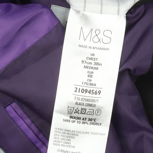 Marks and Spencer Men’s Black 38 Regular Fit Two Button Blazer