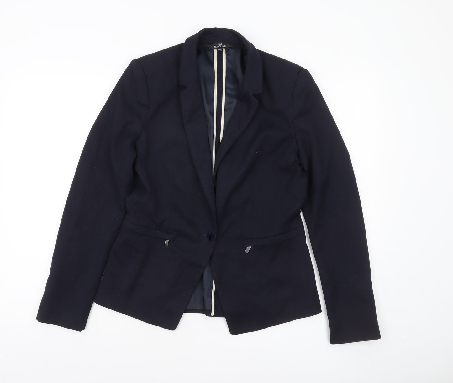 Next Women Blue Tailoring Blazer Size 10 Classic Fit Notch Lapel