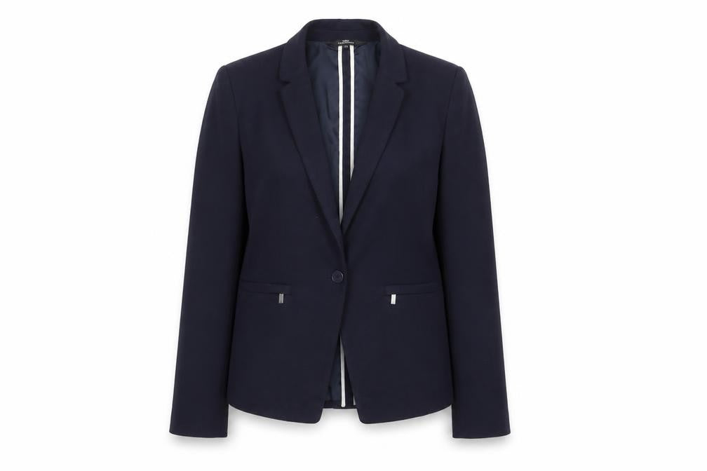Front view of Next Women Blue Tailoring Blazer, size 10, Classic Fit Notch Lapel