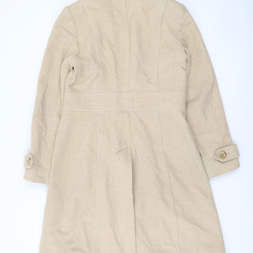 Next Women’s Beige Wool Blend Long Overcoat UK 10 Classic Style
