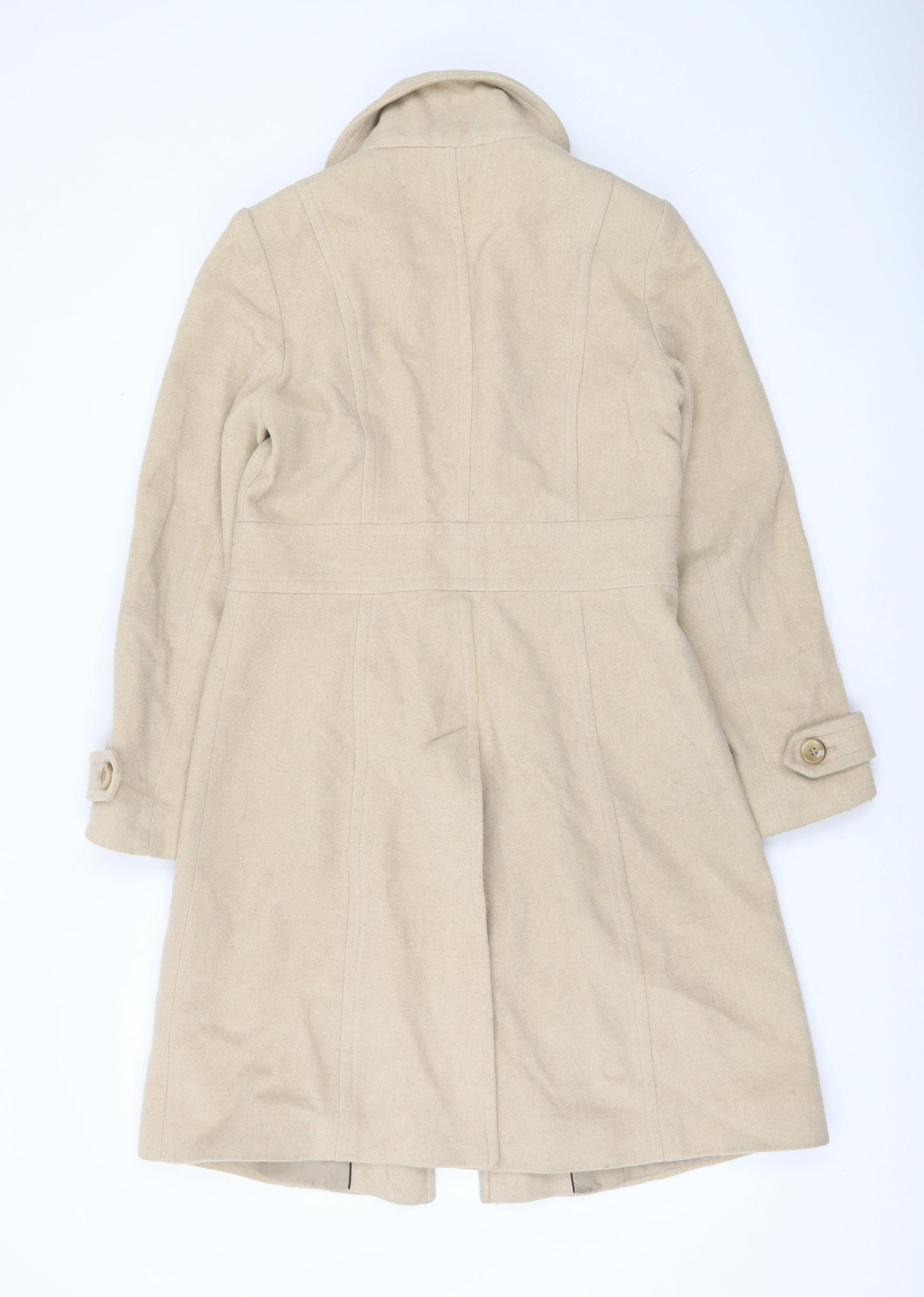 Next Women’s Beige Wool Blend Long Overcoat UK 10 Classic Style