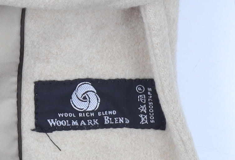 Next Women’s Beige Wool Blend Long Overcoat UK 10 Classic Style